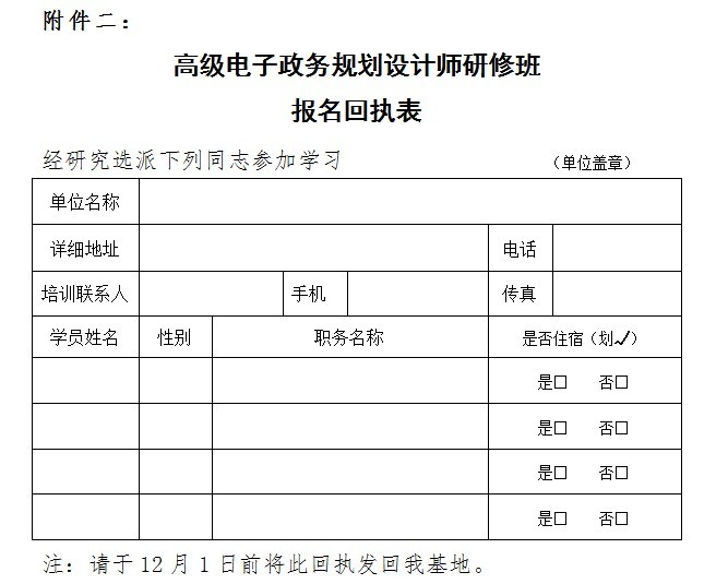 關(guān)于舉辦高級電子政務規(guī)劃設計師高級研修班的函