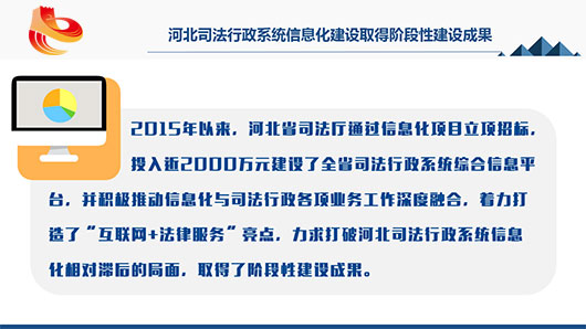河北司法行政系統(tǒng)信息化建設(shè)取得階段性建設(shè)成果。