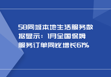 58同城本地生活服務(wù)數(shù)據(jù)顯示：1月全國保姆服務(wù)訂單同比增長61%